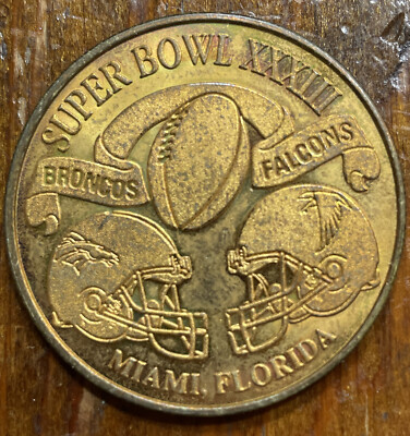 1999 Super Bowl XXXIII MIAMI FL SOLID BRONZE FLIP COIN- Limited