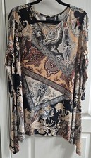 ATTITUDES by RENEE TUNIC TOP - PAISLEY PRINT- LARGE -NEVER WORN EXCELLENT COND