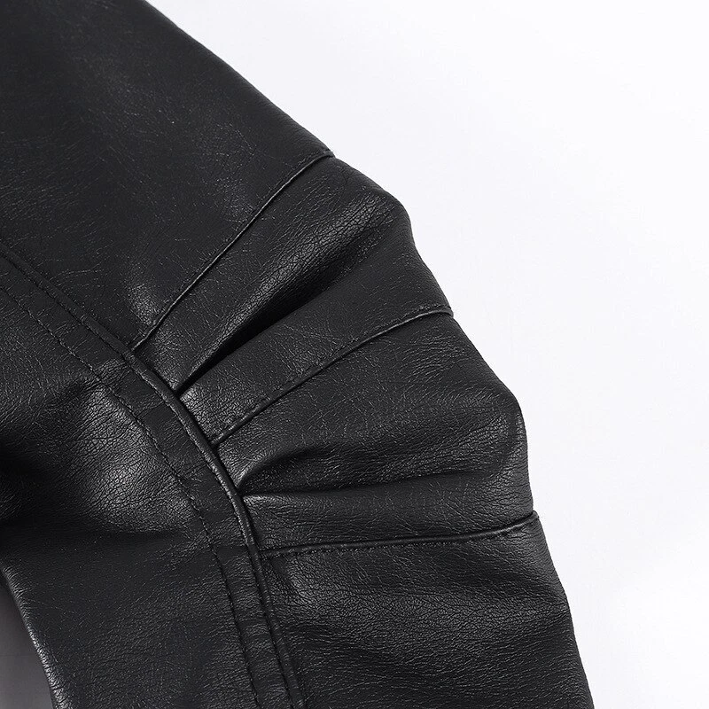 Chaquetas de cuero para motocicleta niños niñas más abrigos de cuero PU niños tops con cremallera EE. UU. Foto 4 de 4