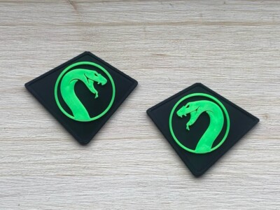 2x Emblem/Patch Kobra für Cobra Adder/RX/R9/Siege 300 in neongrün