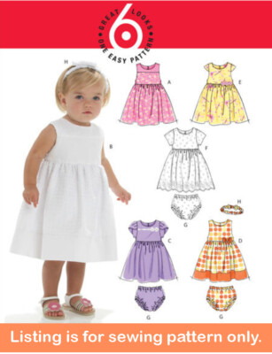 SEWING PATTERN - Sew Baby Clothes Infant Clothing Girl Party Dress Headband 6015
