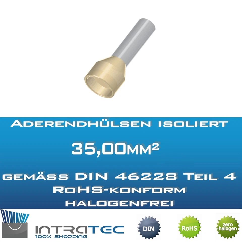  Aderendhülsen isoliert, 35,0mm², Hülsengröße 16,0mm-25,0mm, 50Stk, nach DIN - Bild 1 von 1