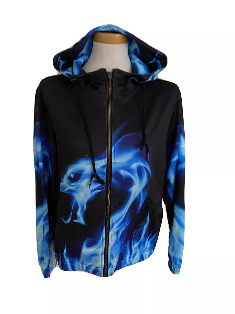 Electric Blue Smoky Dragon Hoodie Womens XL Fits like Women s