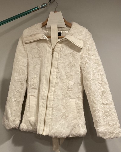 Faux Fur White Coat Girls Size L 14 - Picture 2 of 5