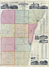 1895 Map of Kewaunee County Wisconsin Ahnapee