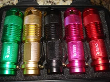 5 Pack Red Pink Green Gold CREE LED Aluminum Flashlight Tactical Prepper 3 Mode 