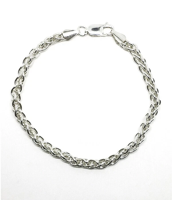 925 Sterling Silver French Rope Weave Chain Bracelet. 7-1/2