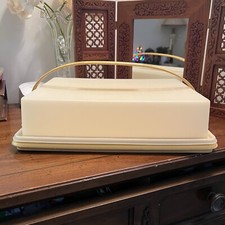 Vintage Tupperware Harvest Gold Rectangle Sheet Cake Carrier With Handle