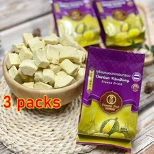 3 Pack Monthong Durian Freeze Dried Snack Thai Premium Exotic Natural Crispy