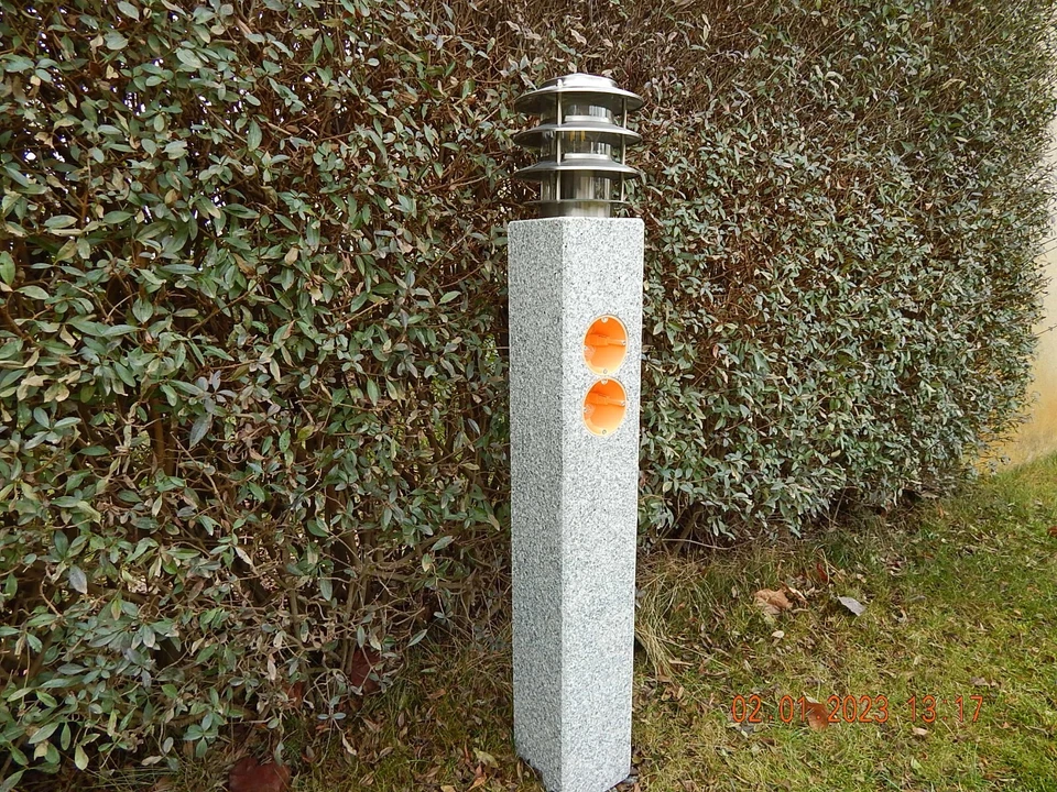 LED Gartenlampe Granit  Wegeleuchte echter Stein 230 V Steinleuchte Außenleuchte - Bild 3 von 4