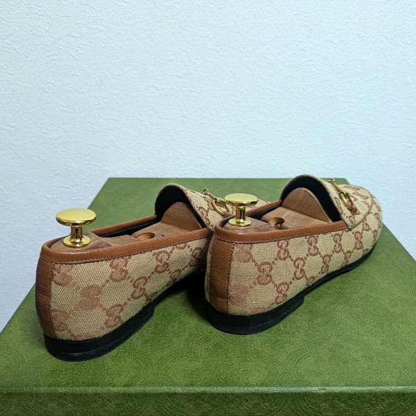 GUCCI Women's Loafers Horsebit GG Canvas Beige Size:36/JP:23 147846K Authentic thumbnail 11