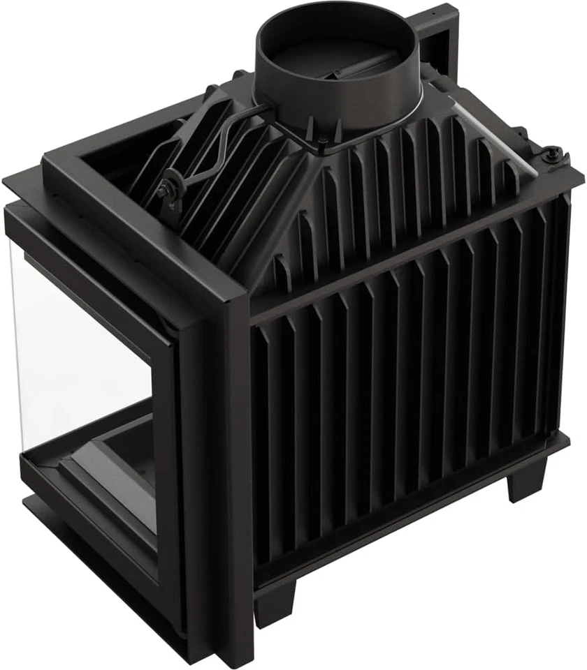 Inserto per Camino Simple – 8 Kw Ad Angolo Con Vetri Laterali, Fermata Della Por - Immagine 4 di 4