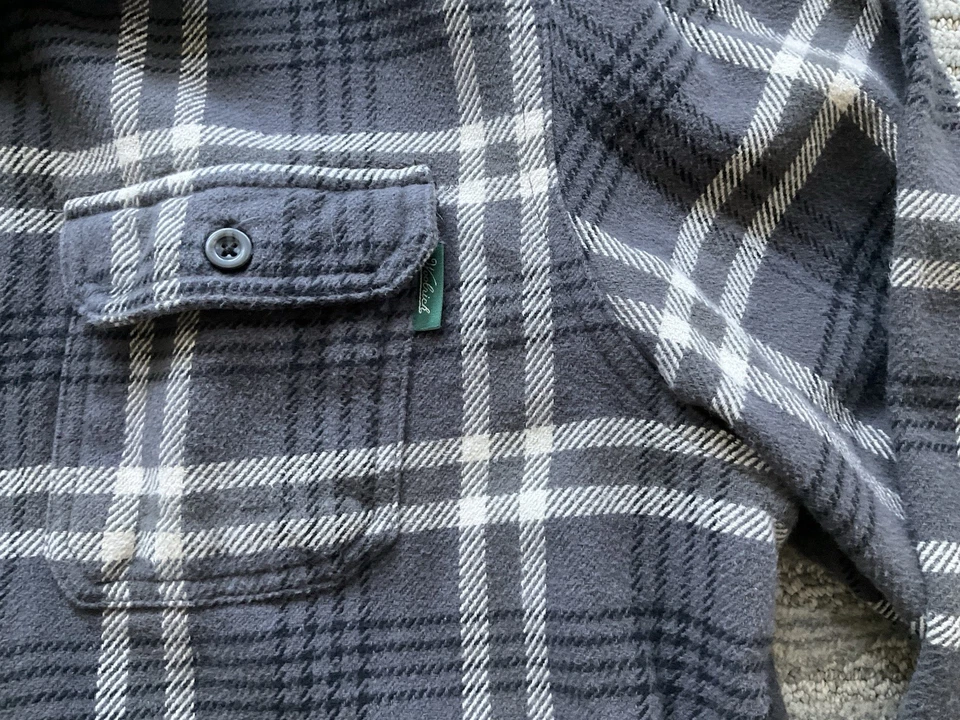 De Colección Woolrich Camisa de Franela Pesada Chaqueta Gris A Cuadros Para Hombres XXL. Foto 3 de 4