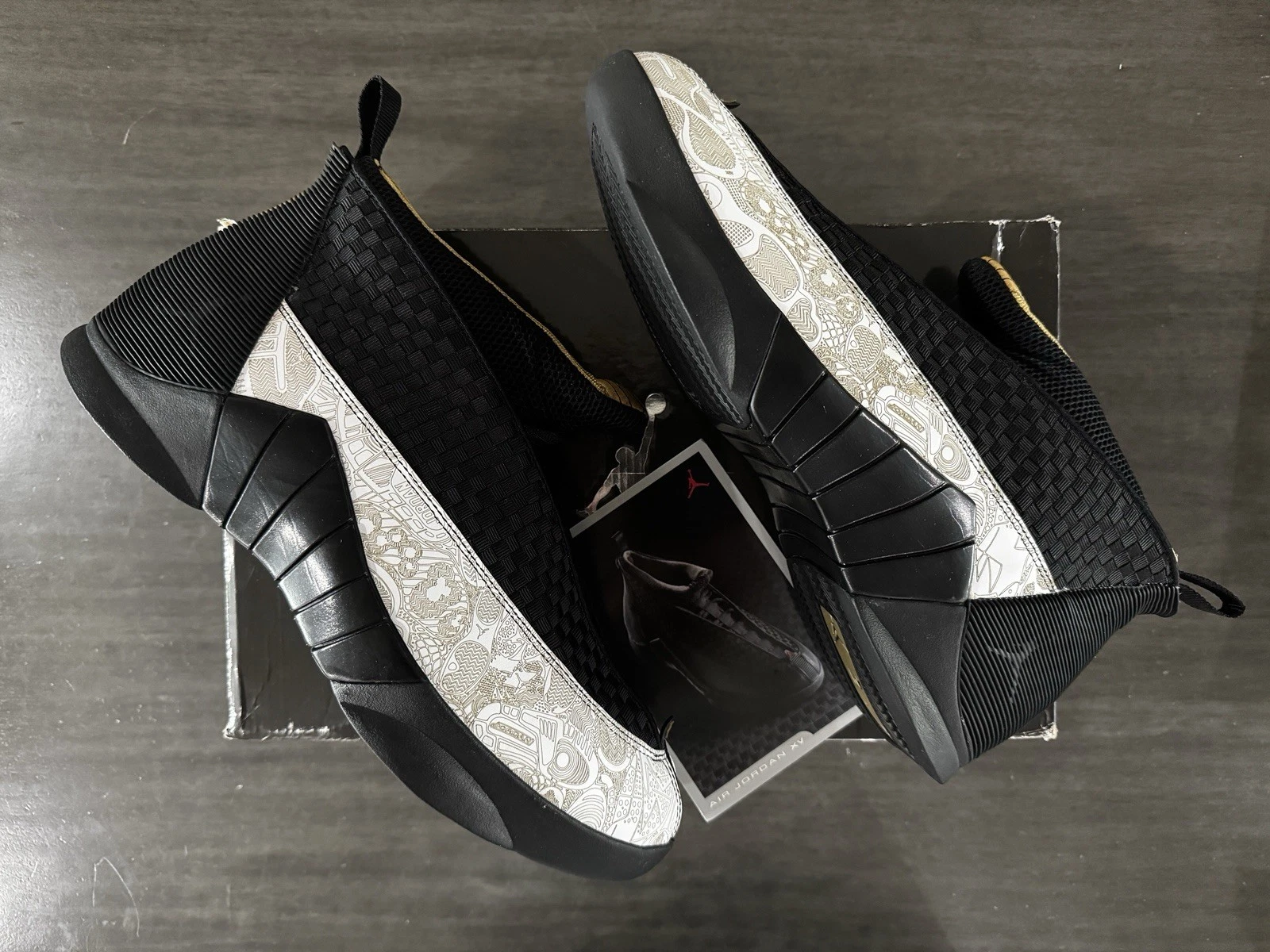 Nike Air Jordan 15 Retro LS Laser 2007 Size 13 Mens Black Gold 317274-071 NEW!