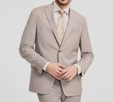 Michael Kors Men's Beige Classic-Fit Wool-Blend Stretch Suit Jacket Size 42S