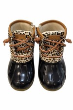 Sperry Saltwater Boot Animal Print Duck Boots Rain Boots Leopard Toddler 8 NIB