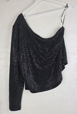 50% OFF NEXT Women’s Black Sequin One Shoulder Top UK 22 Was £12 NOW £6