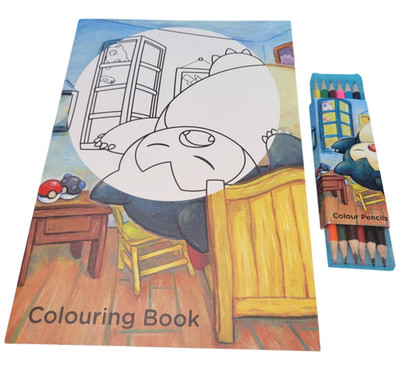 Pokémon Van Gogh Museum Snorlax Munchlax Colouring Book Colour Pencils Set New