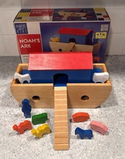 Vintage Noah's Ark Wooden Toy Harper's Fare w Box Christian Biblical Toy Set 90s