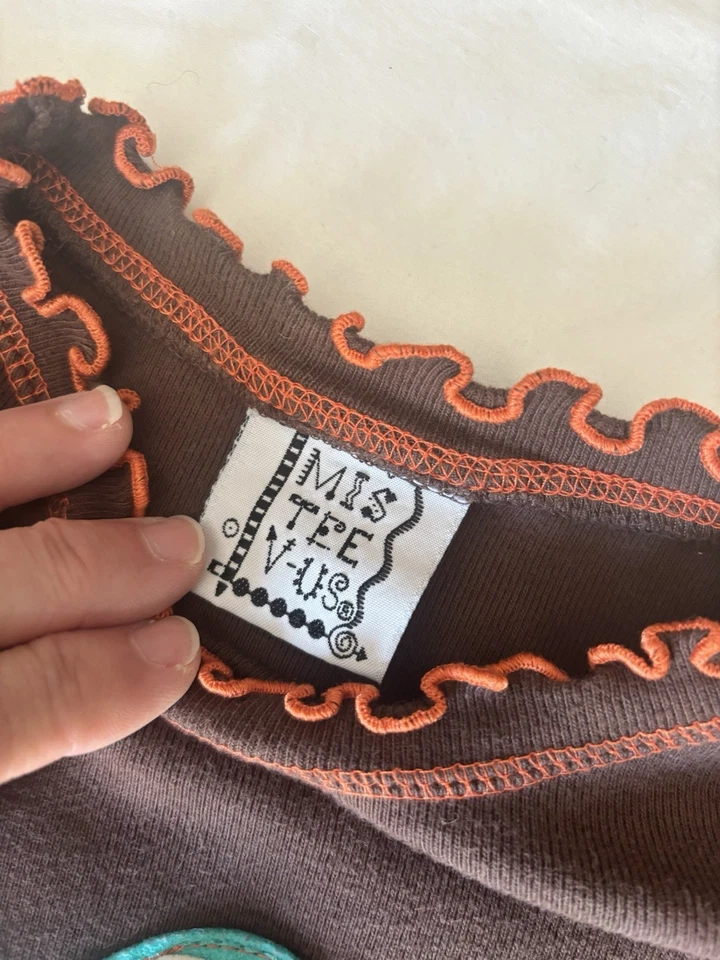 Miss Tee V-Us Girls 3-piece Fall Thanksgiving OWL Shirt Pants 5-6-7 Outfit CUTE! - Image 2 of 4