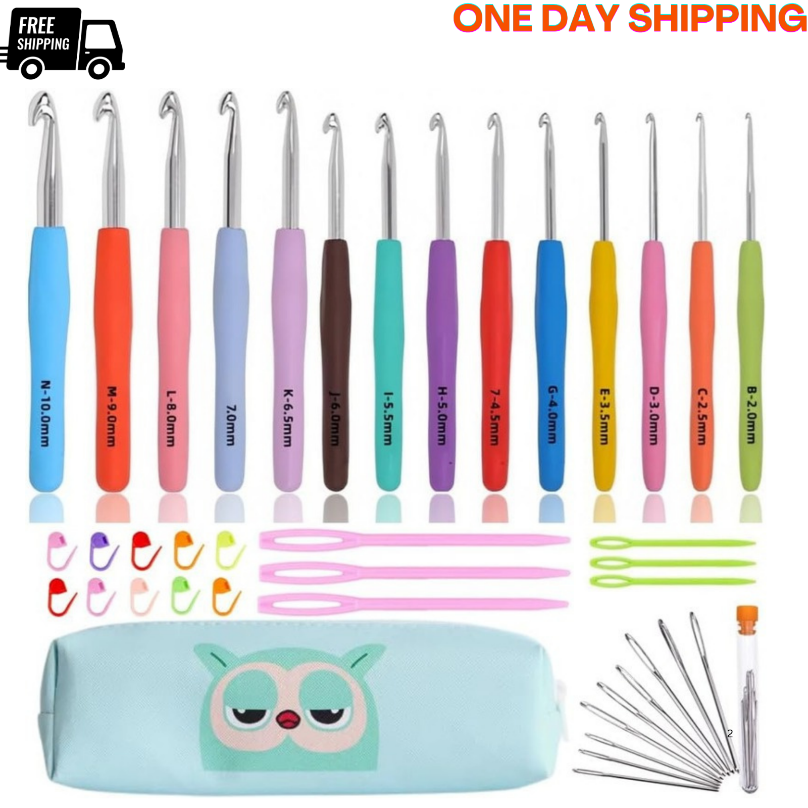 Crochet Hooks Set Clover Amour Steel Pastel 14 Pcs Ergonomic Easy Grip Bright