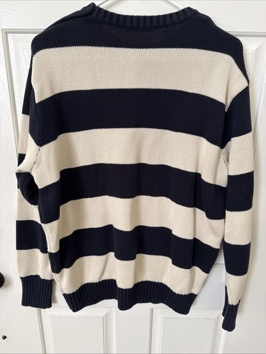 Brandy Melville John Galt Brianna Sweater Crewneck White Navy Stripe Knit Cotton - Picture 7 of 8