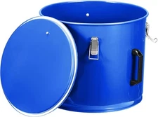 10 Gallon Fryer Grease Bucket with Locking Lid & Filter Bag Carbon Steel Blue