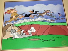 Warner Bros Cel Bugs Bunny The Great Chase Road Runner Daffy Signed Chuck Jones