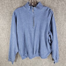 Carnoustie 1/4 Zip Pullover Men  s Large Blue Cotton Mock Neck Golf Long Sleeve