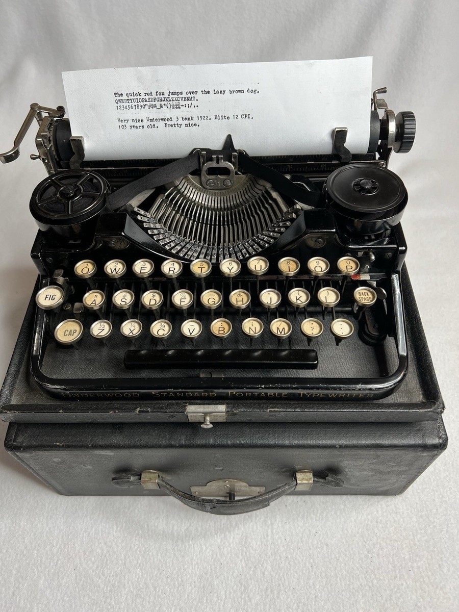 Vintage 1922 Underwood Standard Portable 3 Bank Typewriter
