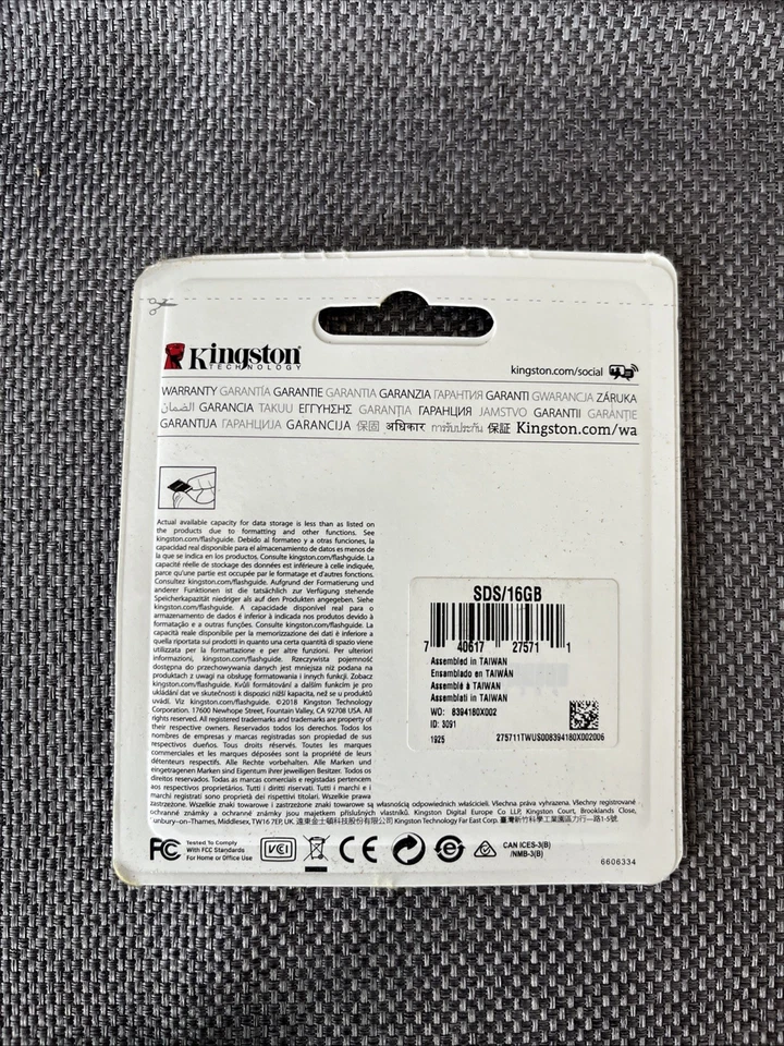 Kingston Canvas Select 16GB SDHC Read UHS-I Class 1 U1 Read 80MB/s SDS 16GB 24 - Image 2 of 2
