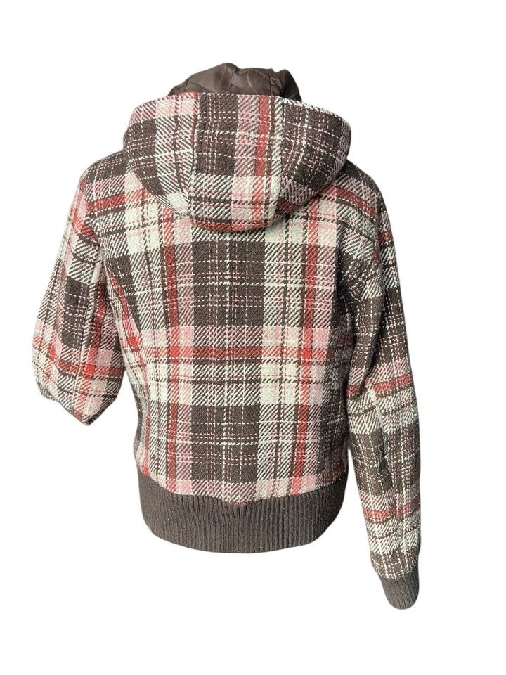 Chaqueta De Colección Y2K Delias A Cuadros Palanca Talla L Con Capucha Preppy Academia despistada Foto 3 de 4
