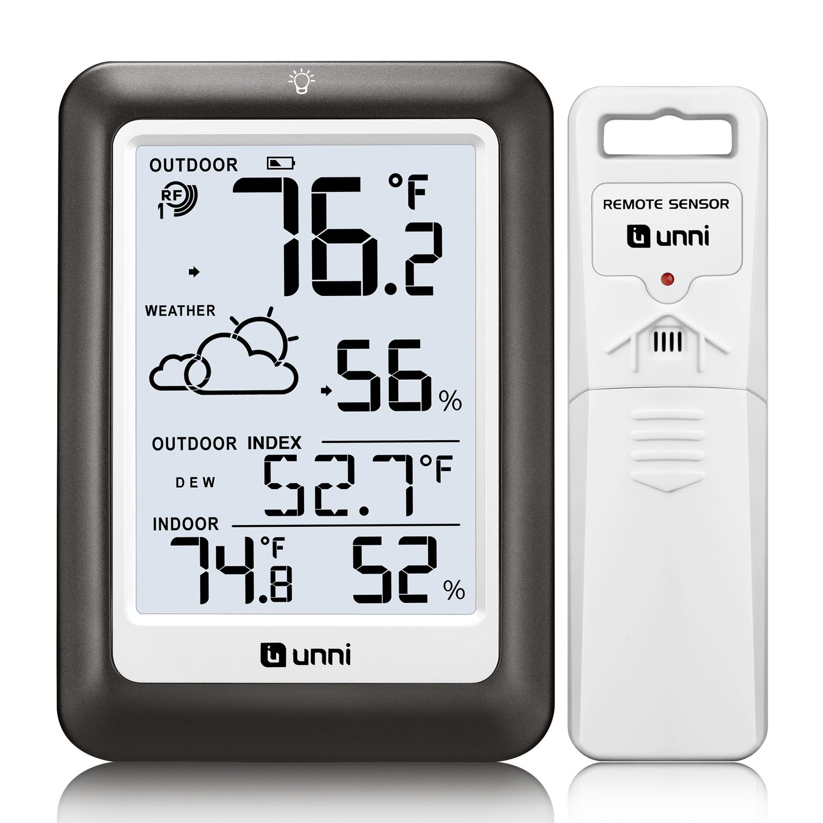 Indoor Outdoor Thermometer Wireless Weather Station Temperature Humidity Monitor