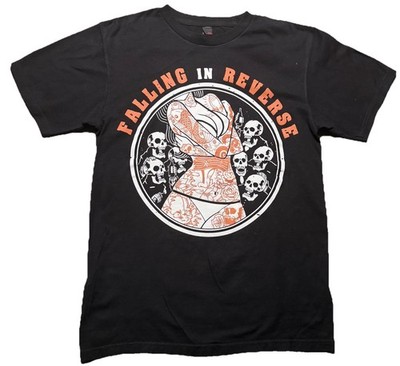 Falling In Reverse Graphic T Shirt Mens Small Black Skull Tattoo Band Style Tee