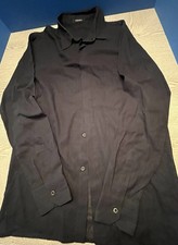 Versace Mens Black Sz. 46/ Small Sheer Striped Long Sleeve Dress Shirt