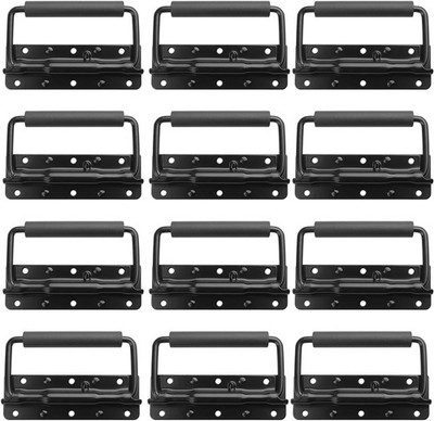 GENHAKON 12 PCS Chest Handles, Spring Loaded Case Handle, Wardrobe Black 