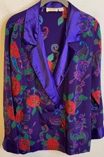 Vtg 90s Victoria s Secret Lounge Pajama Top Gold Label Paisley Women s Purple M