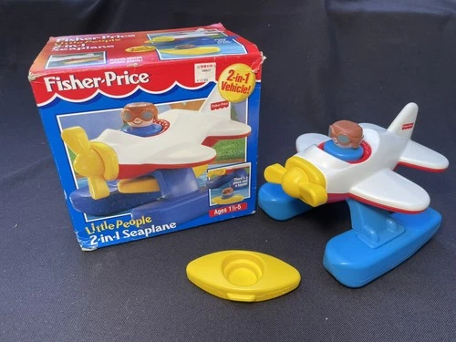 Vintage Fisher Price Little People 2-in-1 Seaplane & Kayak - 1995 w/Box & Figure