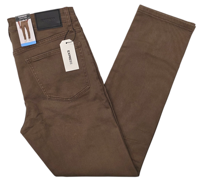 #ad #ad Express #11974 NEW Men#x27;s Brown Slim Fit Stretch Denim Jeans MSRP $88 $29.99