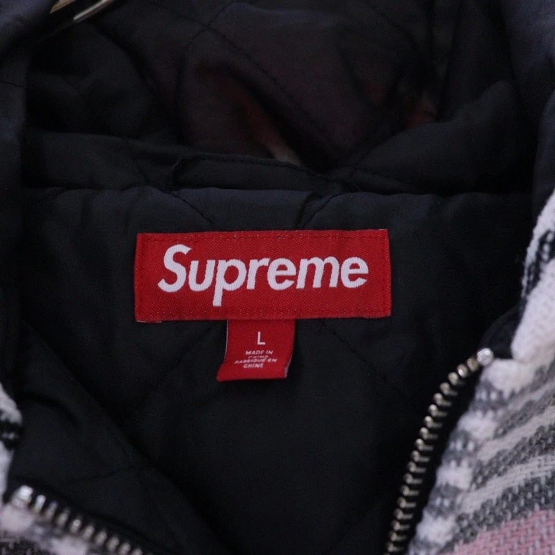 SUPREME 25SS Giacca con cappuccio a righe intrecciate e zip rosa usata 817b32ac66973b06