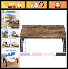 Adjustable Wood Monitor Stand Riser - Desk Organizer for Laptop, PC  Printer