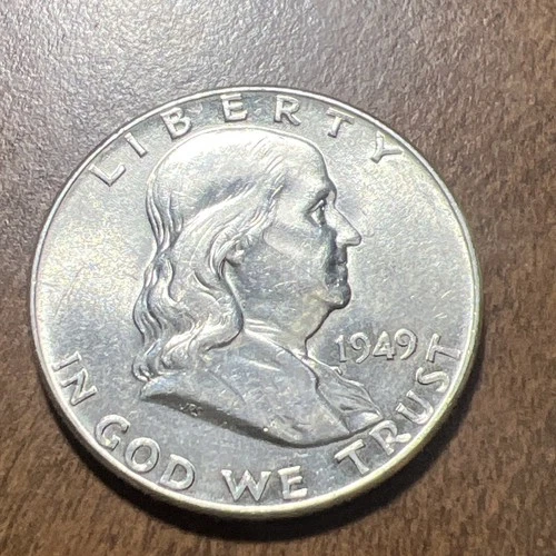 Key Date 1949 Uncirculated Franklin Half Dollar Full Bell Lines Actual Coin.
