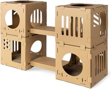 Modular Cardboard Cat House Corrugated Cardboard Configurable Play Tower Condo