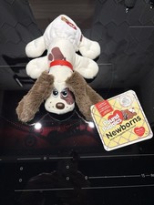 Hasbro Pound Puppy Newborn 8" White Plush with Dark Brown Spots and Diaper, NWT