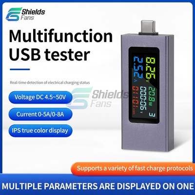 USB/Type-C Multi-function Digital Voltage Current Power Capacity Tester 0-8A
