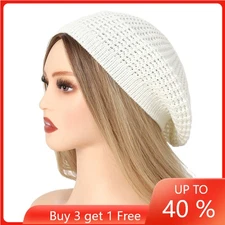 Women Beret Cap Beanie Hat Winter Knitted Crochet Slouchy Knit Baggy Ski Cap