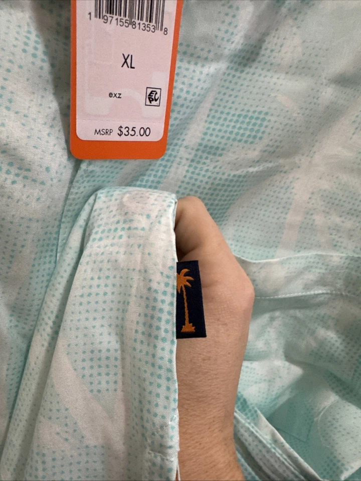Camisa Hawaiana Margaritaville Para Hombre Manga Corta XL Azul Vidrio Nueva con Etiquetas Foto 3 de 4