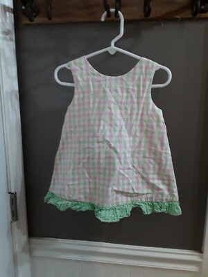 Orient Expressed Inc  Girl's sleeveless tie back top pink/green/white sz 24 mth 