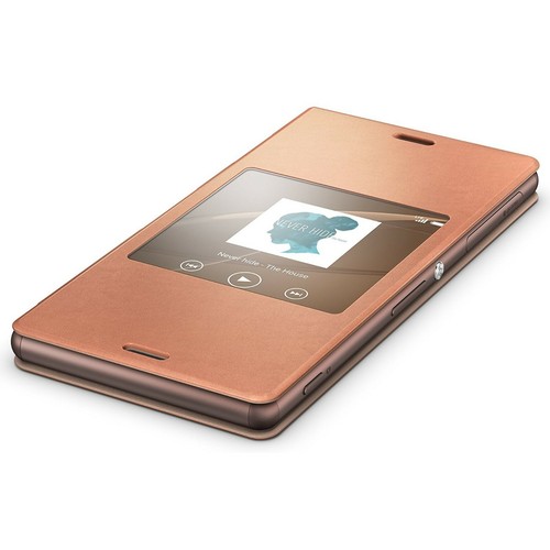 Funda original Sony SCR24 tipo libro con ventana para Sony Xperia Z3 color cobre - Imagen 3 de 3