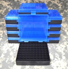 (10) BERRYS PLASTIC AMMO BOX BLUE COLOR 45 acp / 40 cal /10mm 100 rd